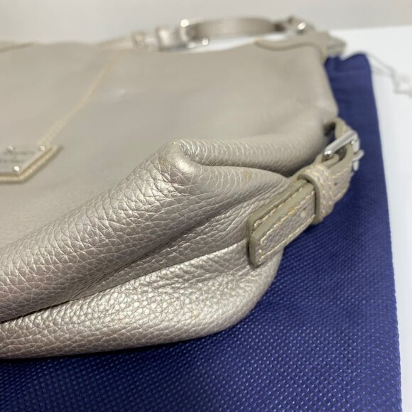 Dooney Bourke Frederica Silver Leather Hobo Shoulder Bag Adj Strap w/ Dust Bag - Picture 4 of 10